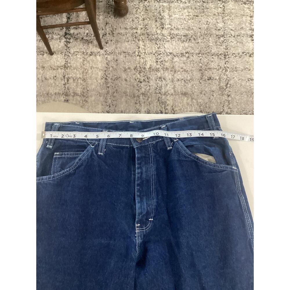 Dickies Blue Mens Dark Wash Zip Fly Carpenter Jeans 32X34 - Picture 7 of 10